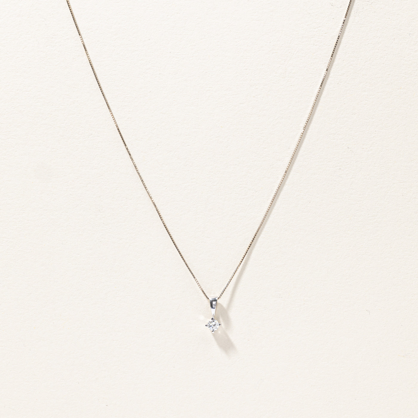 Solitaire Diamond Pendant Necklace | 0.13ctw | 18"|