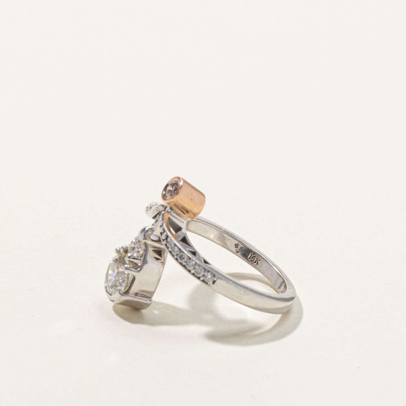 Diamond Drop Two Tone Gold Ring | 1.06ctw | SZ 5.75 |