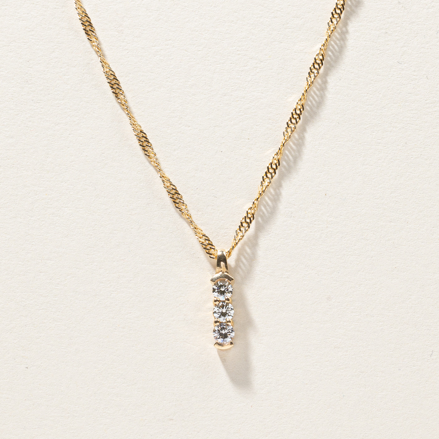 Three Stone Diamond Pendant Necklace | 0.70ctw | 18"|