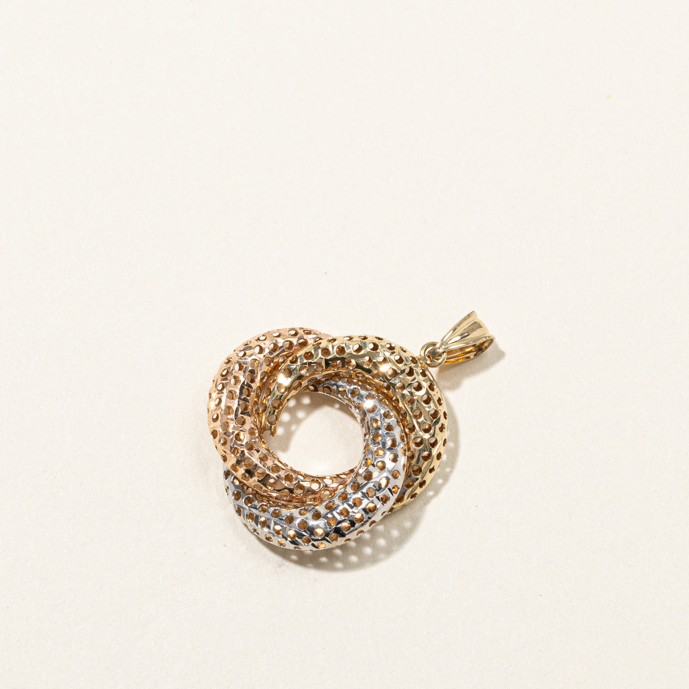 Tri Tone Gold Textured Pendant