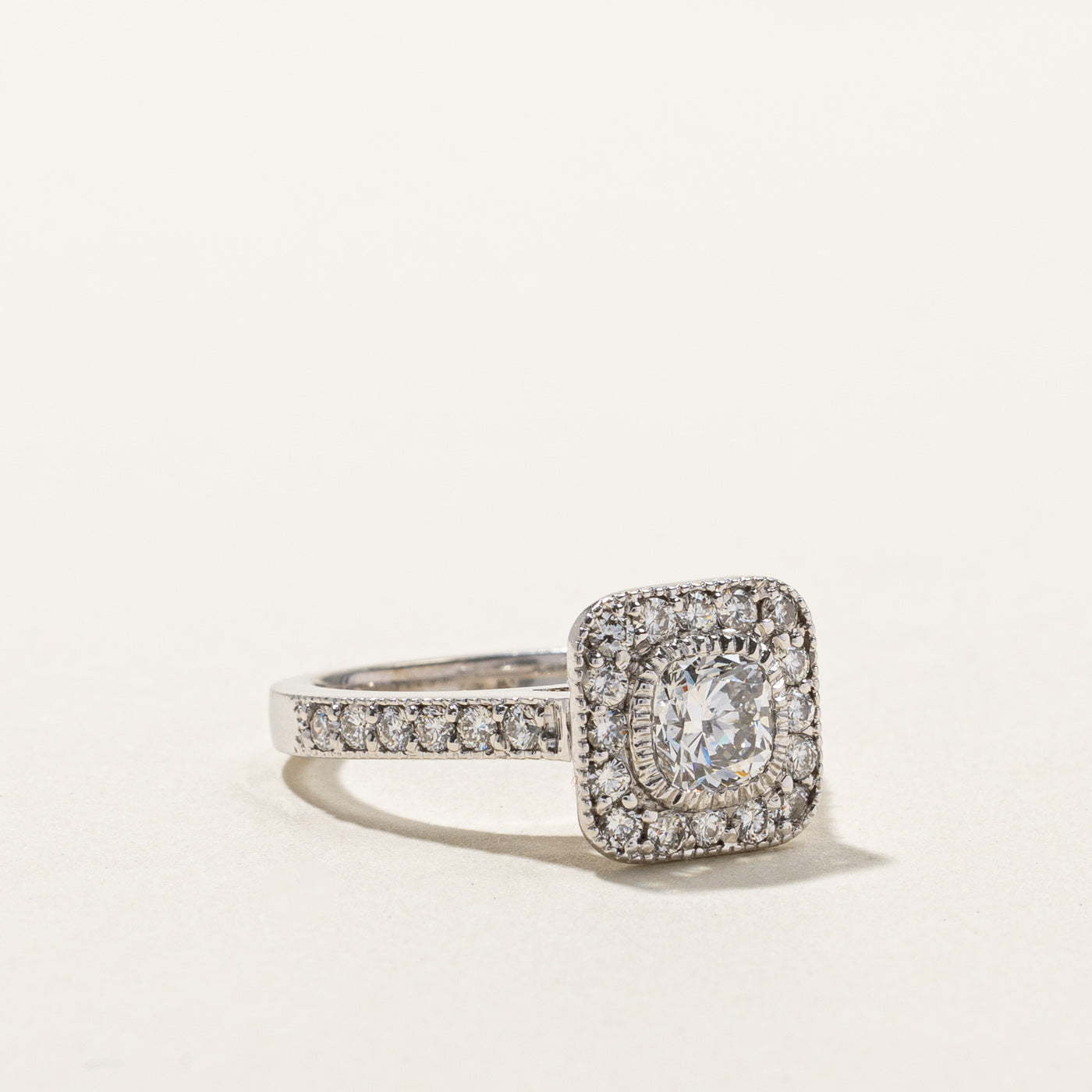 Cushion Cut Diamond Halo Engagement Ring | 1.62ctw | SZ 6 |