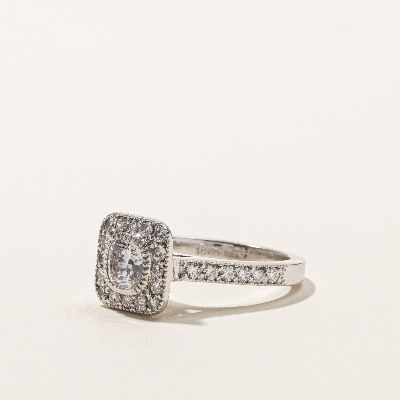 Cushion Cut Diamond Halo Engagement Ring | 1.62ctw | SZ 6 |