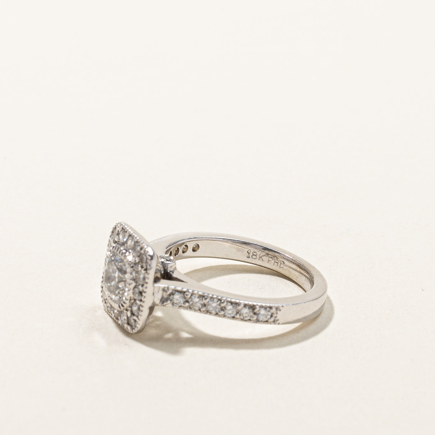 Cushion Cut Diamond Halo Engagement Ring | 1.62ctw | SZ 6 |