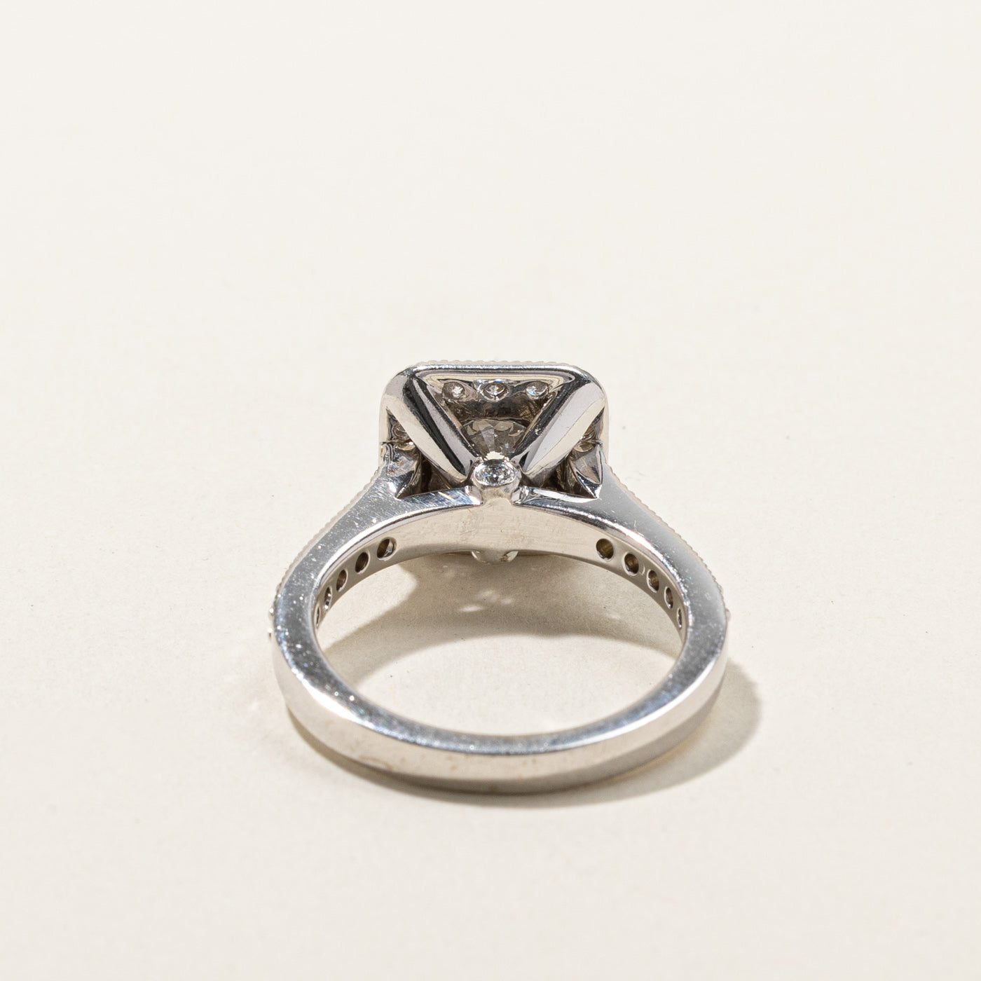 Cushion Cut Diamond Halo Engagement Ring | 1.62ctw | SZ 6 |