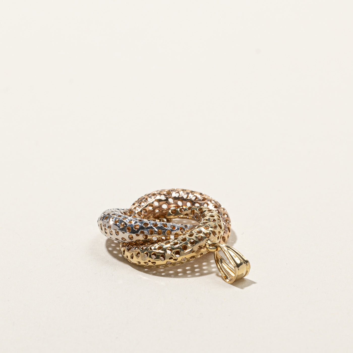 Tri Tone Gold Textured Pendant