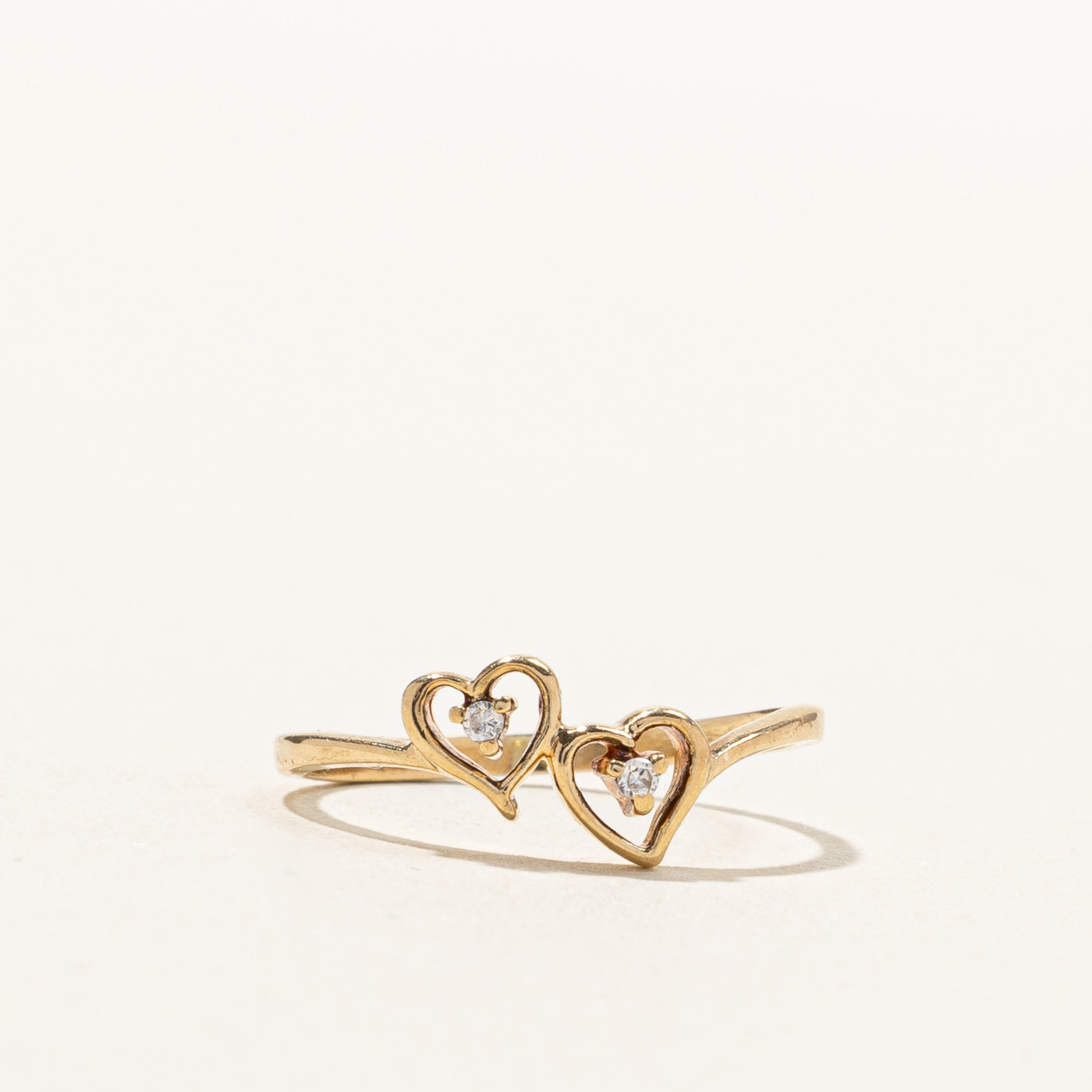 Double Heart Diamond Ring | 0.02ctw | SZ 5.5 |