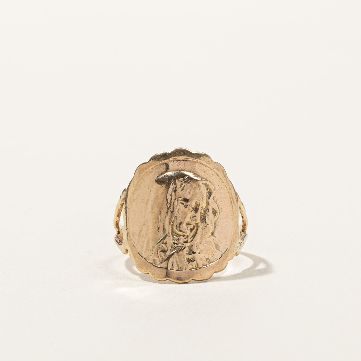 1982 London 9k Vintage Mother Mary Gold Ring | SZ 10.75 |