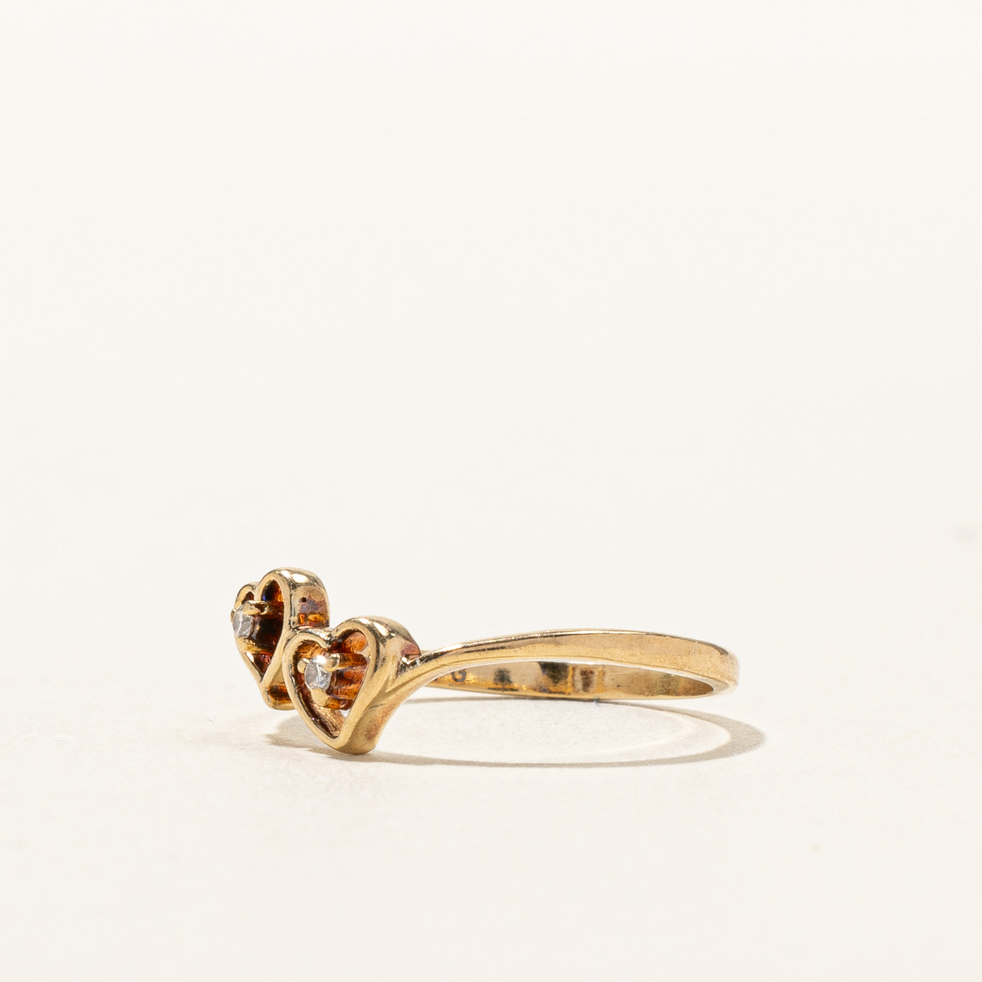 Double Heart Diamond Ring | 0.02ctw | SZ 5.5 |