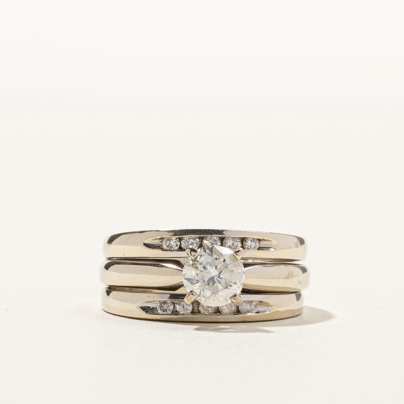 Diamond Soldered Wedding Ring Set | 1.15ctw I1/2 F/G | SZ 8 |