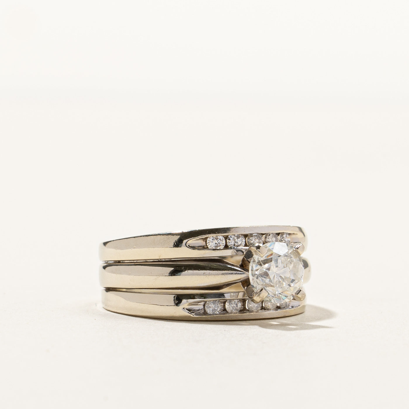 Diamond Soldered Wedding Ring Set | 1.15ctw I1/2 F/G | SZ 8 |