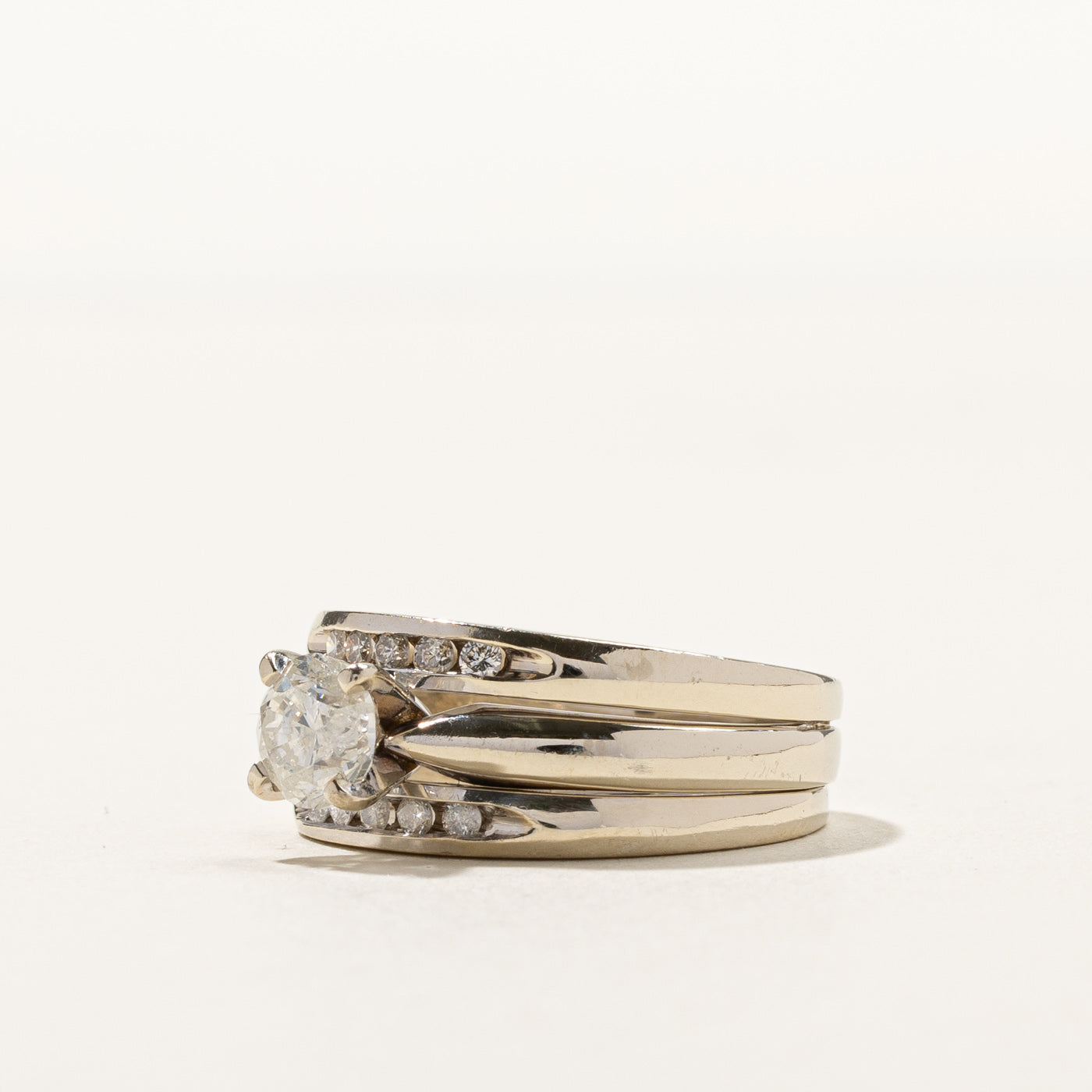 Diamond Soldered Wedding Ring Set | 1.15ctw I1/2 F/G | SZ 8 |