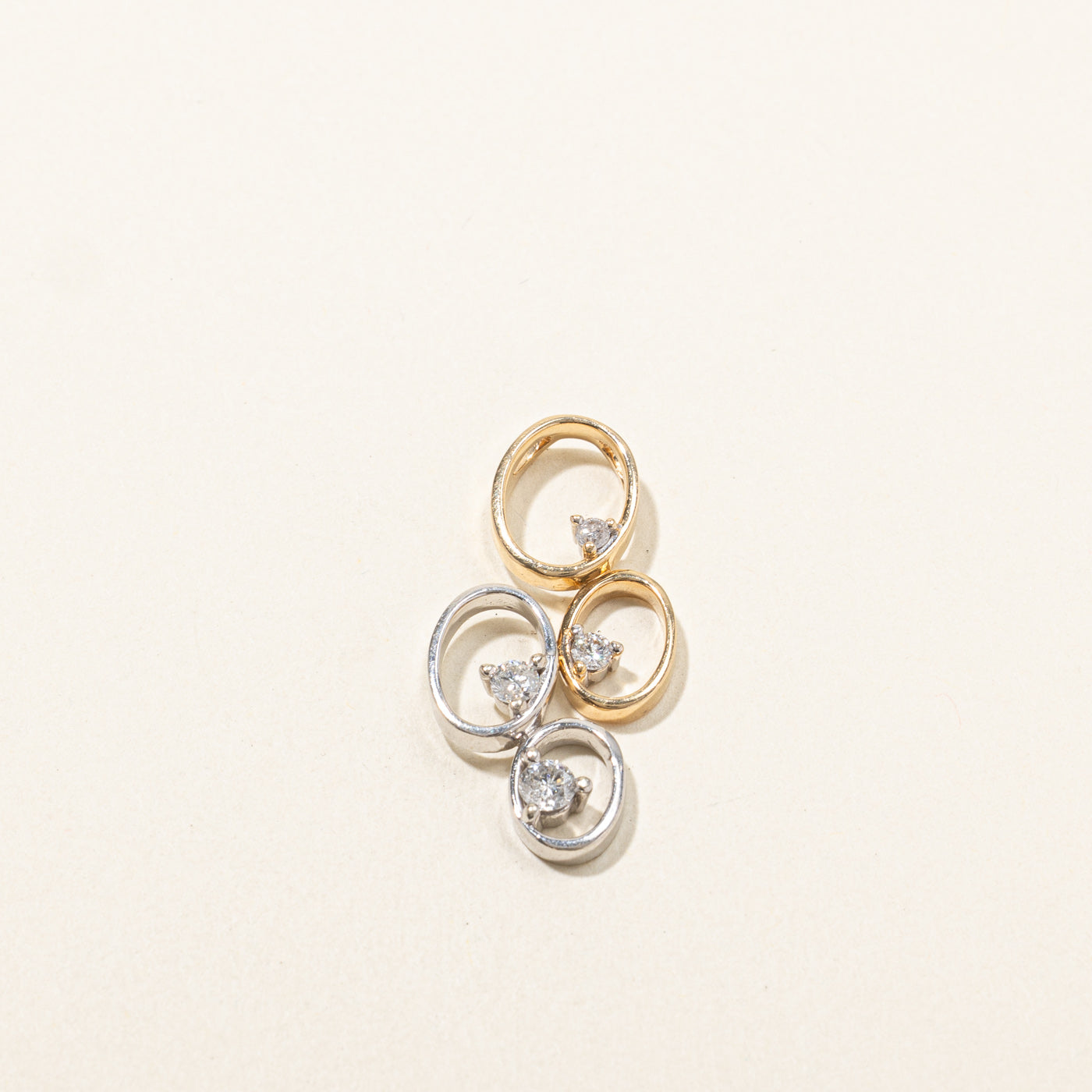 Two Tone Gold Diamond Circles Pendant | 0.30ctw |