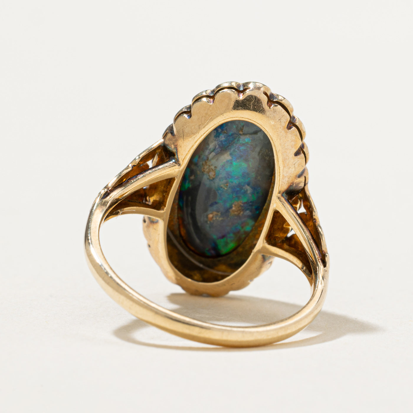 Black Opal & Seed Pearl Cocktail Ring | 2.10ctw | SZ 5.25