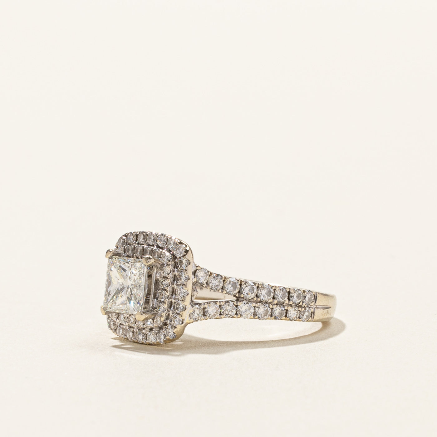 Halo Princess Cut Diamond Engagement Ring | 1.67ctw SI1 J/K | SZ 6.5 |
