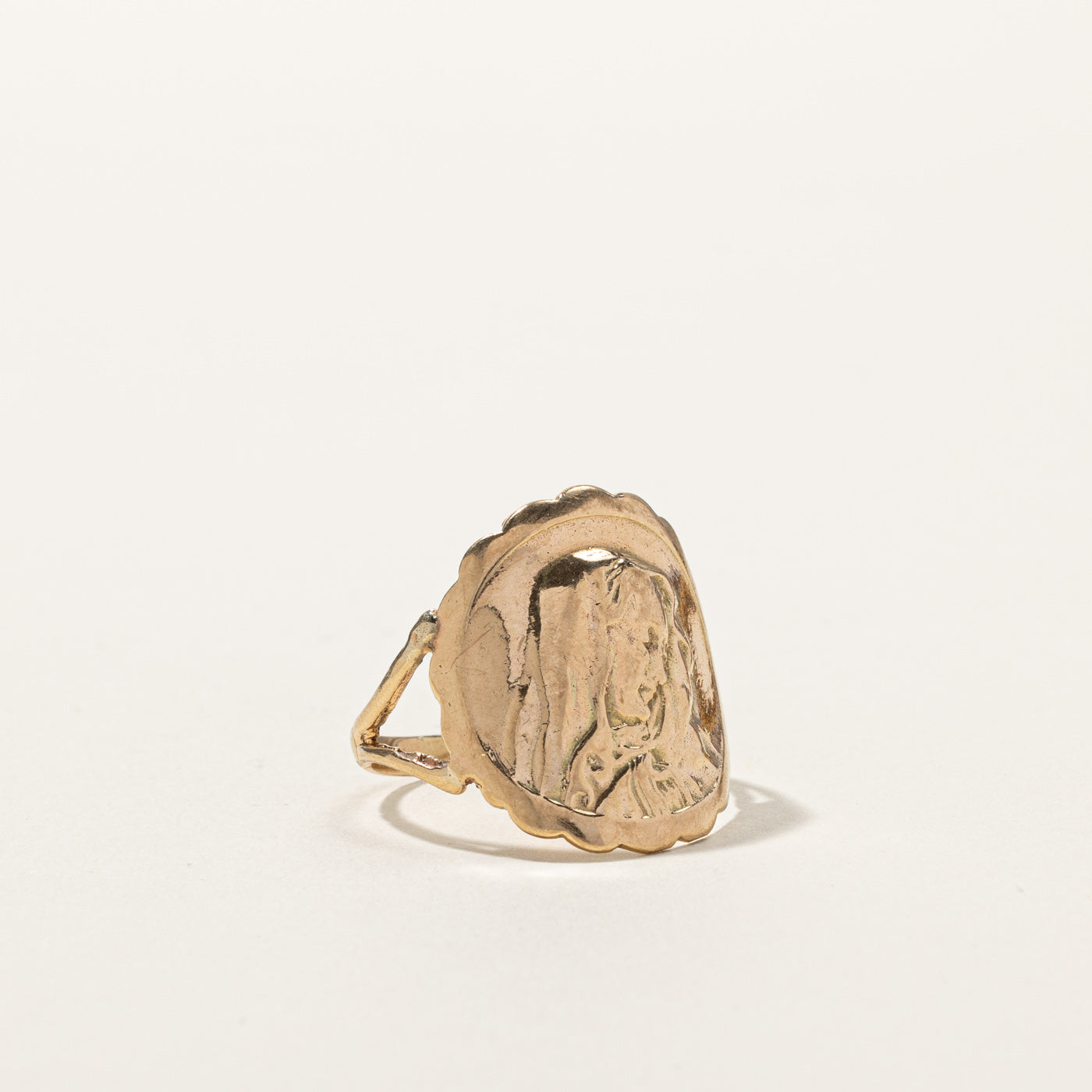 1982 London 9k Vintage Mother Mary Gold Ring | SZ 10.75 |