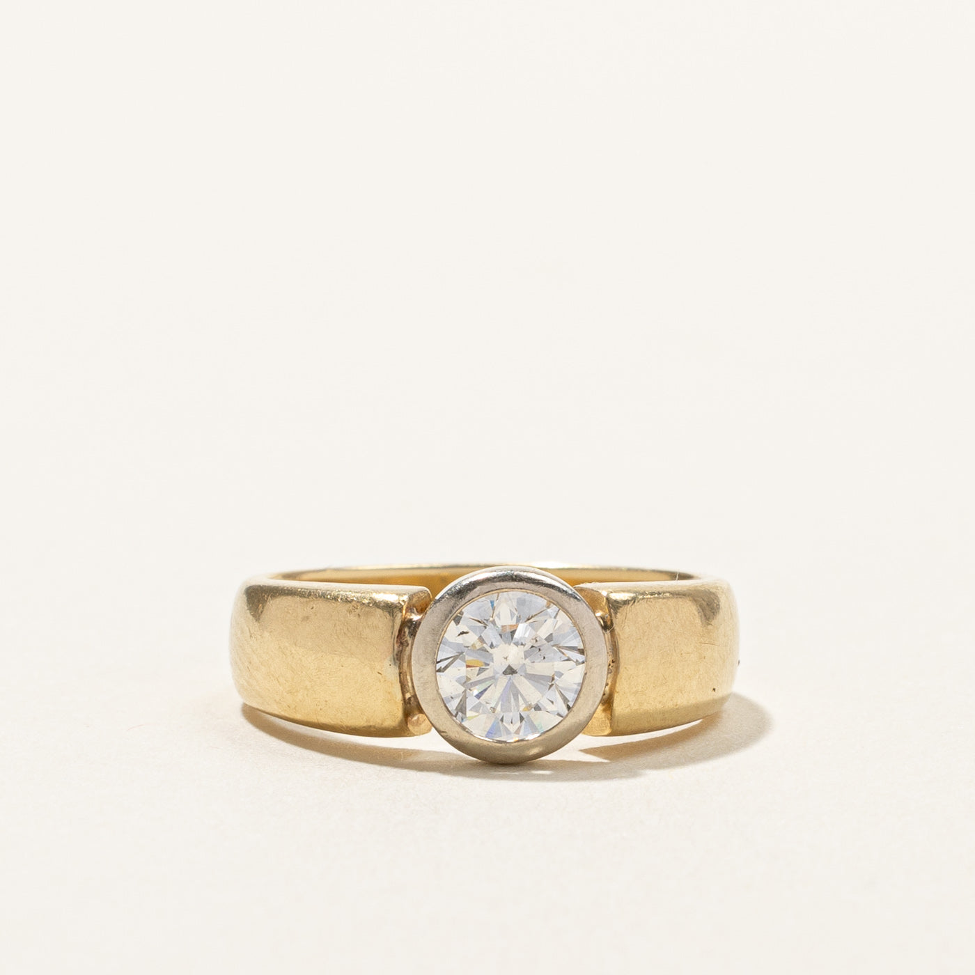 Bezel Set Diamond Engagement Ring | 0.95ct SI1/SI2 I | SZ 6.75 |