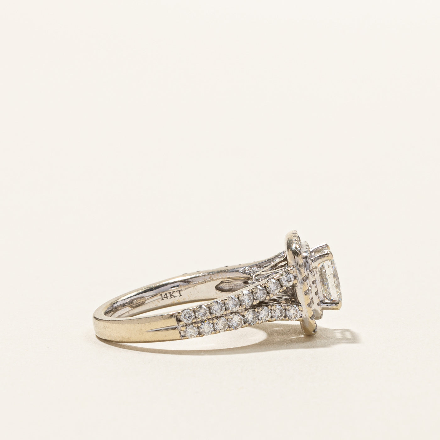 Halo Princess Cut Diamond Engagement Ring | 1.67ctw SI1 J/K | SZ 6.5 |