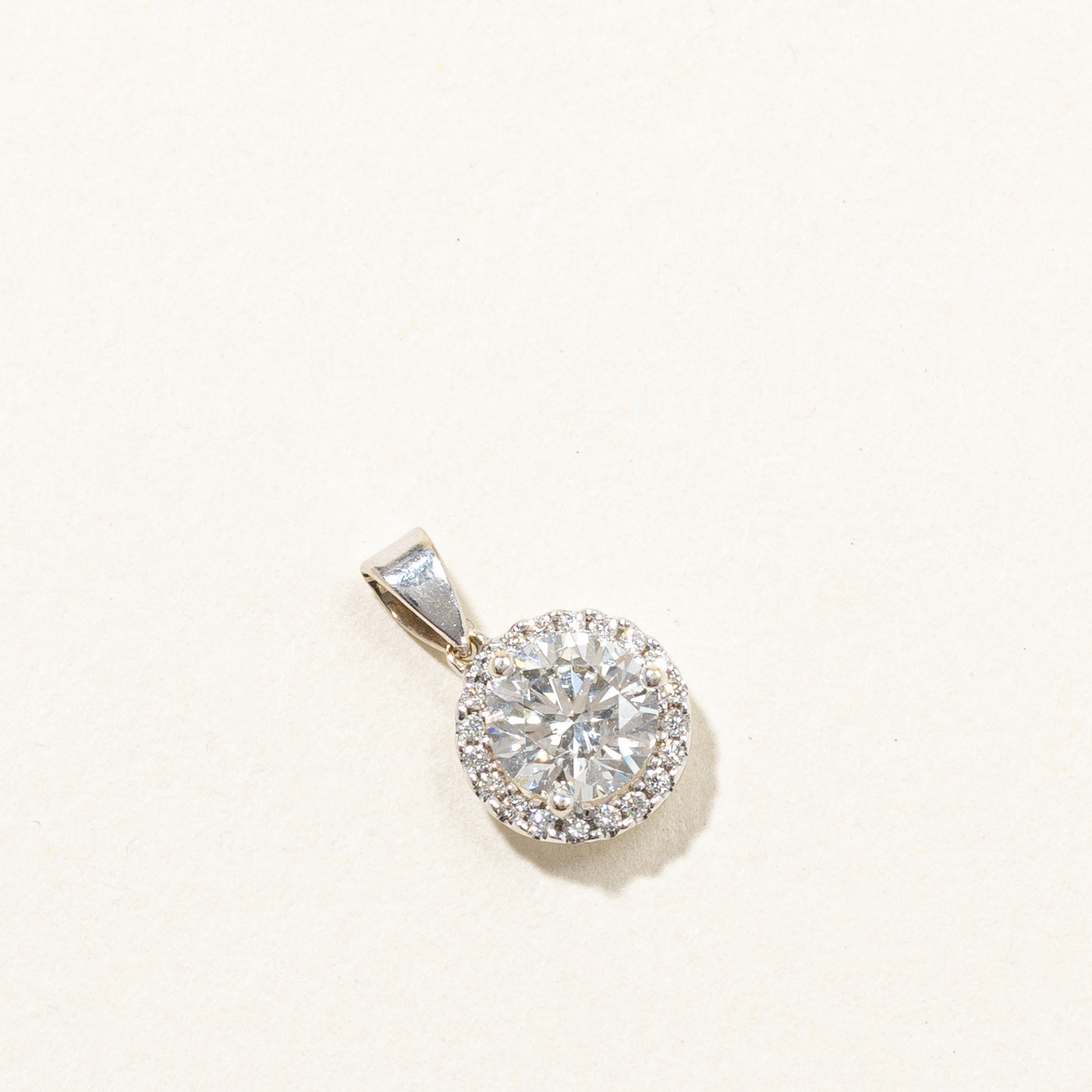 Diamond White Gold Halo Pendant | 1.19ctw SI2 E |