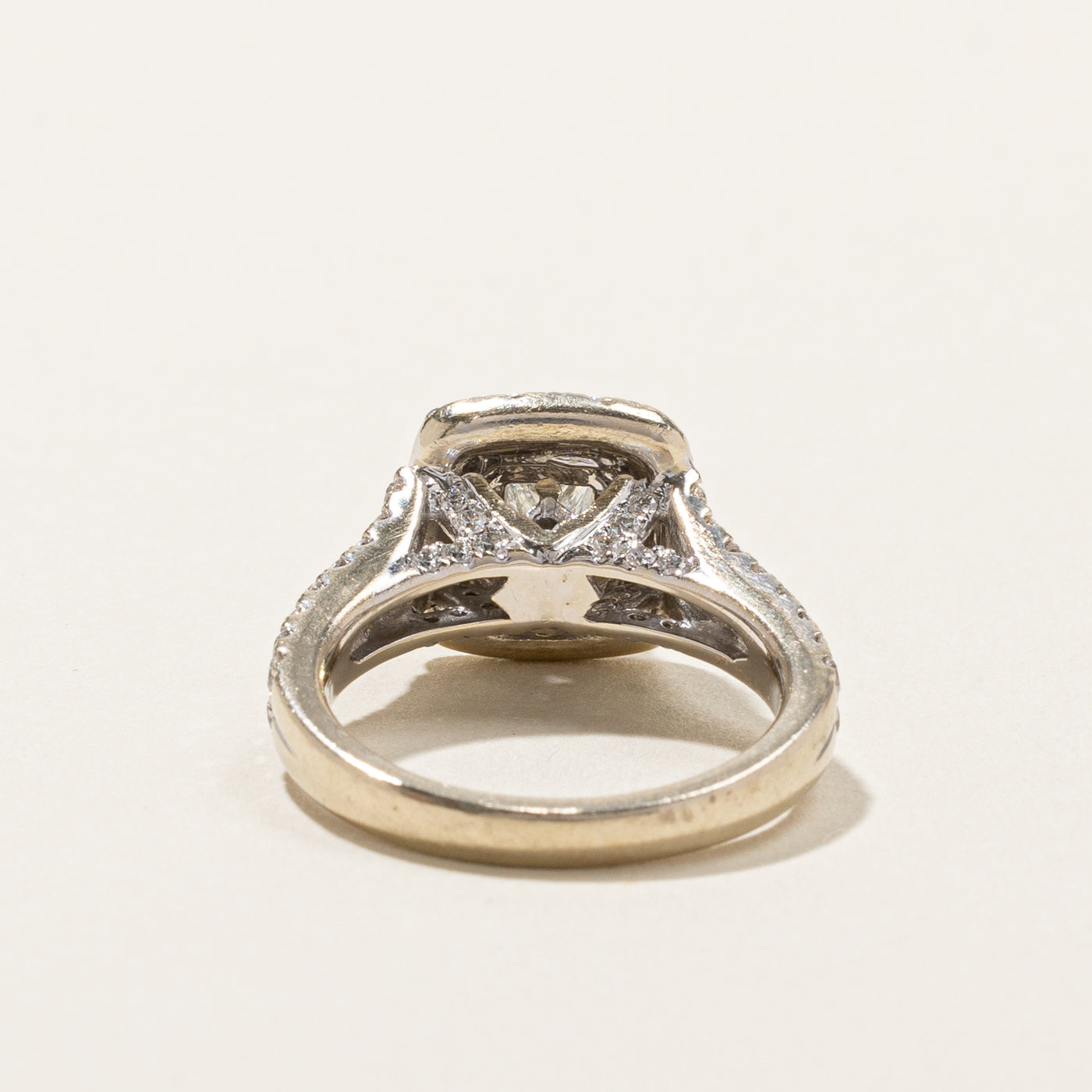 Halo Princess Cut Diamond Engagement Ring | 1.67ctw SI1 J/K | SZ 6.5 |