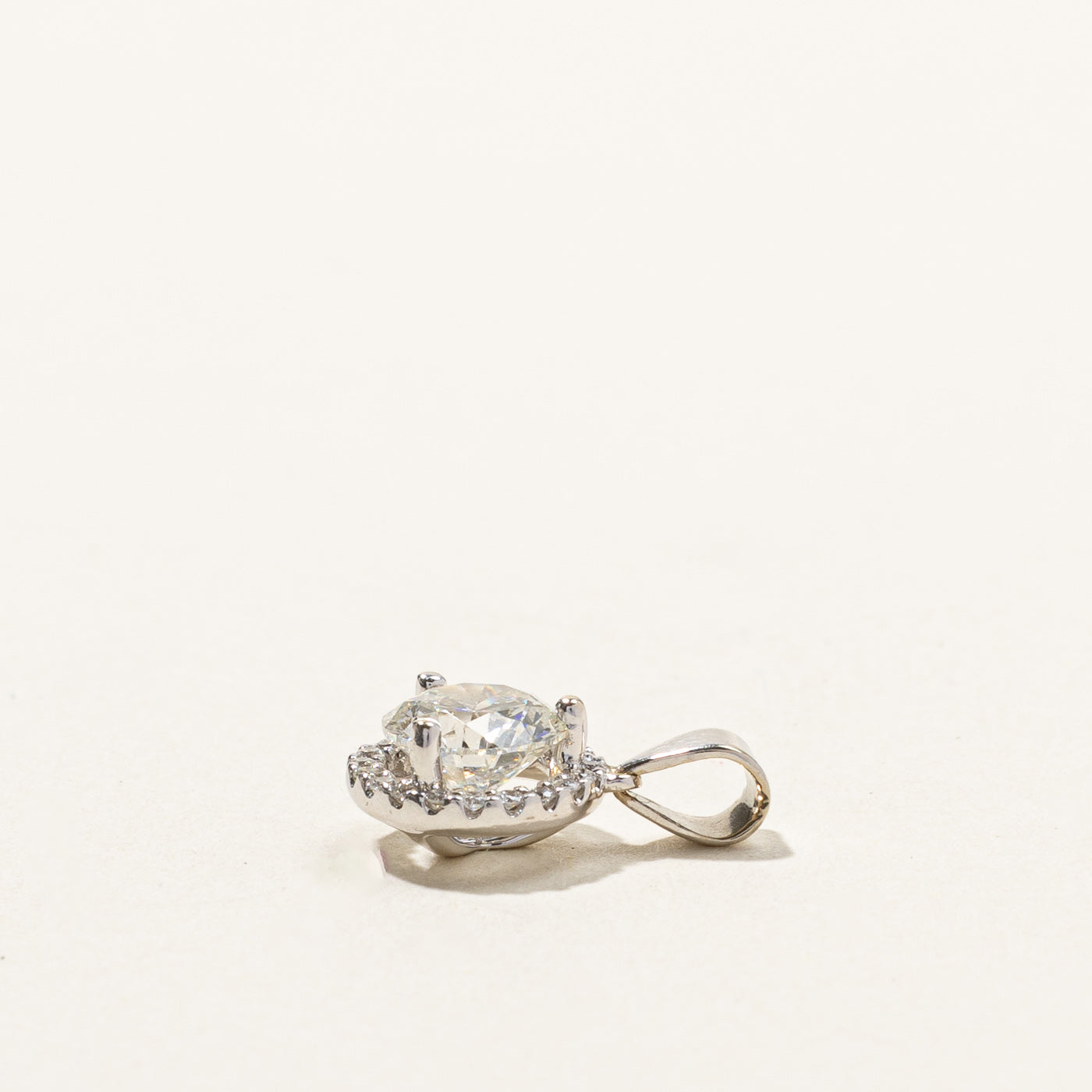Diamond White Gold Halo Pendant | 1.19ctw SI2 E |