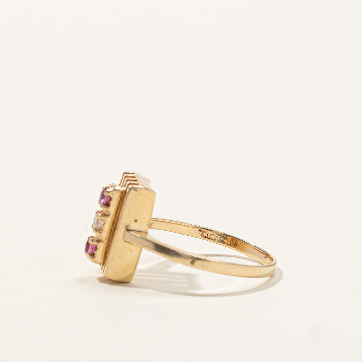Textured Ruby & Diamond Ring | 0.12ctw | 0.04ct | SZ 7.25 |