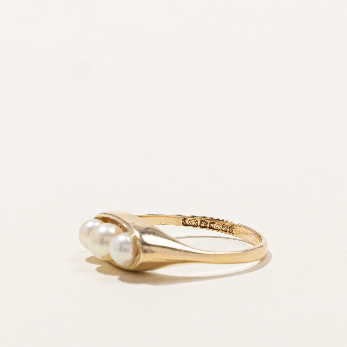 Bague vintage à trois pierres et perles | Taille 6,75 |