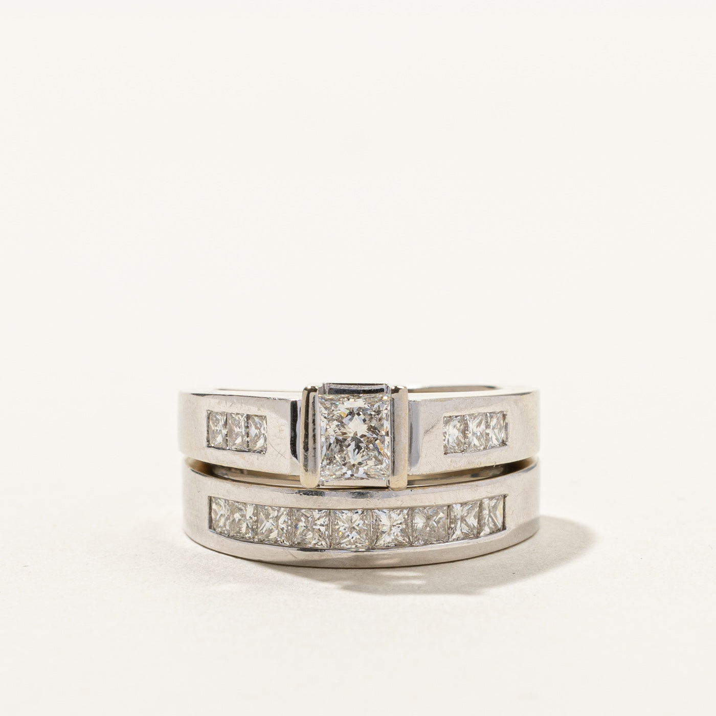 Princess Diamond Euro Shank Engagement Ring Set | 1.63ctw | SZ 6.25 |