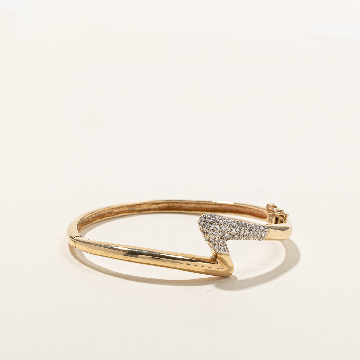 Pave Set Diamond Gold Bangle | 0.50ctw | 6"|