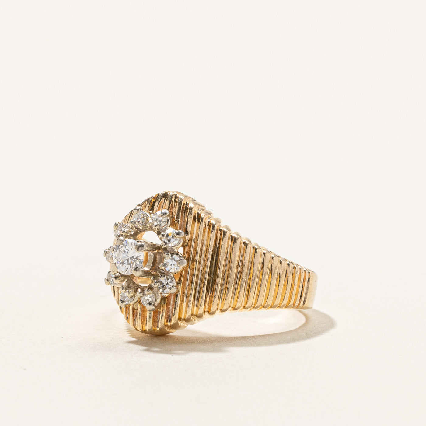 Cluster Diamond Textured Gold Ring | 0.27ctw | SZ 6.5 |