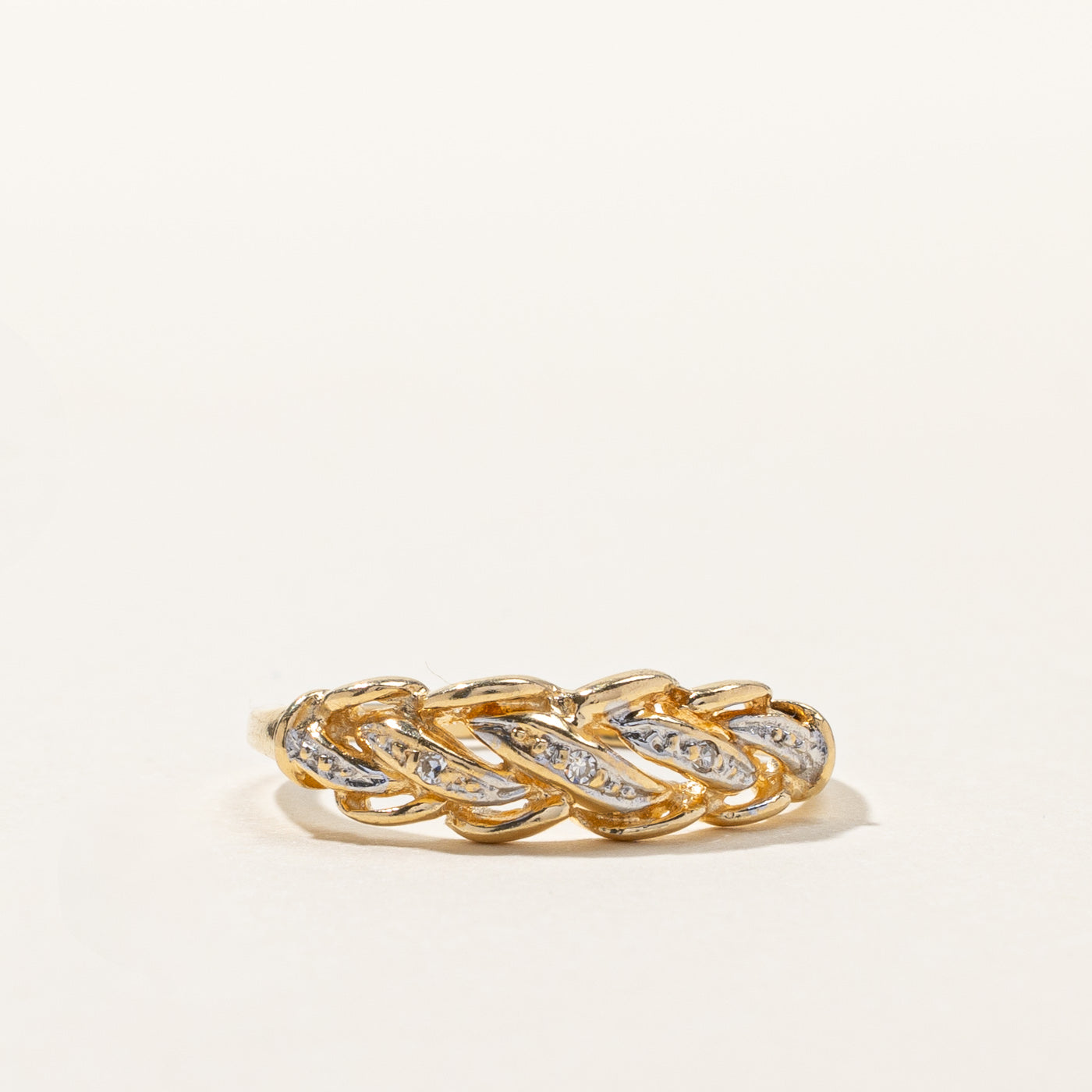 Bague tressée en diamants | 0,02 ct | Taille 6,5 |