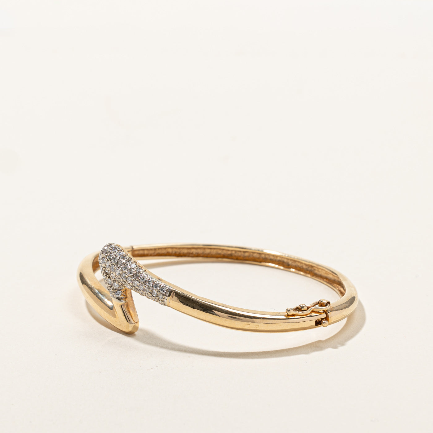 Pave Set Diamond Gold Bangle | 0.50ctw | 6"|
