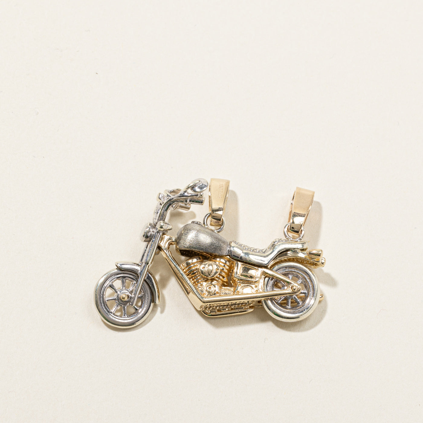 Two Tone Gold Motorbike Pendant