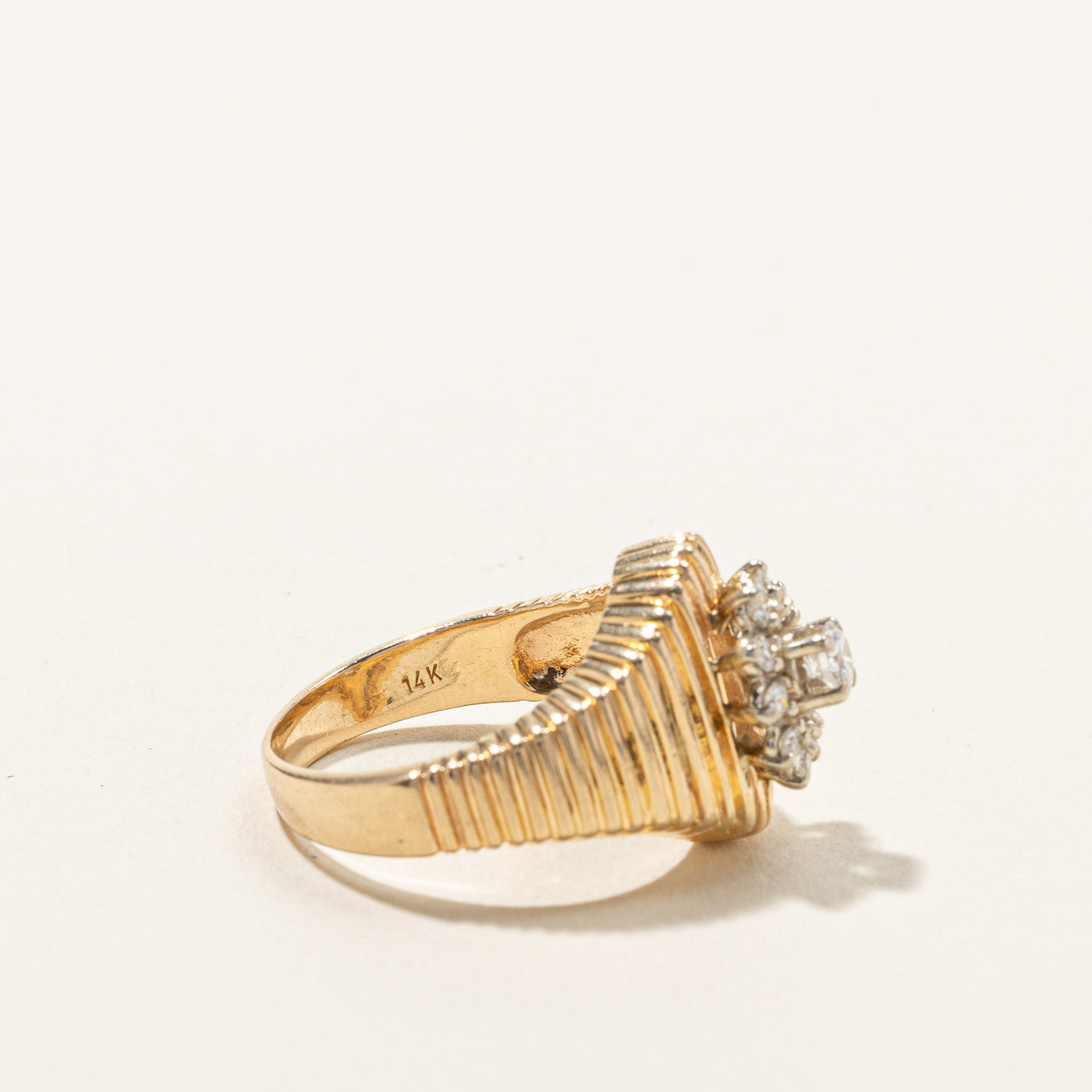 Cluster Diamond Textured Gold Ring | 0.27ctw | SZ 6.5 |