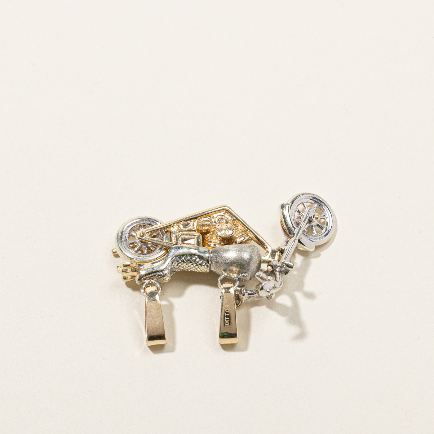 Two Tone Gold Motorbike Pendant
