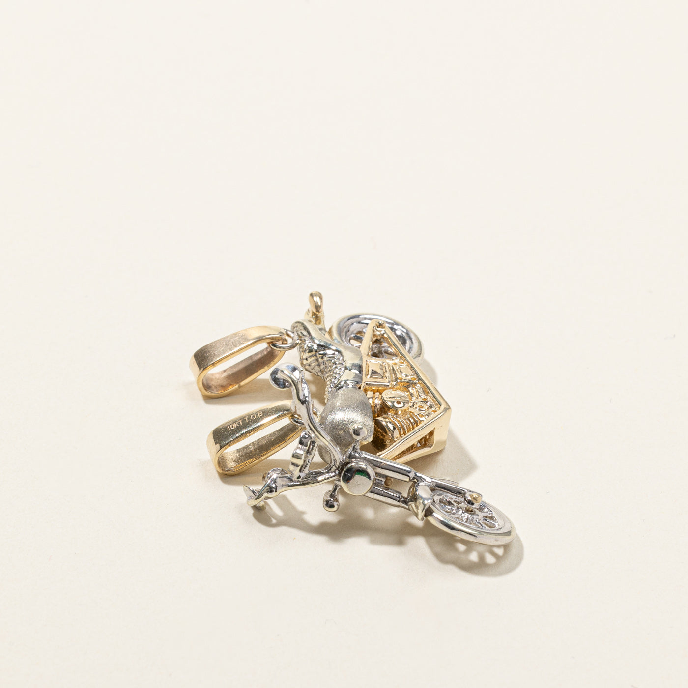 Two Tone Gold Motorbike Pendant