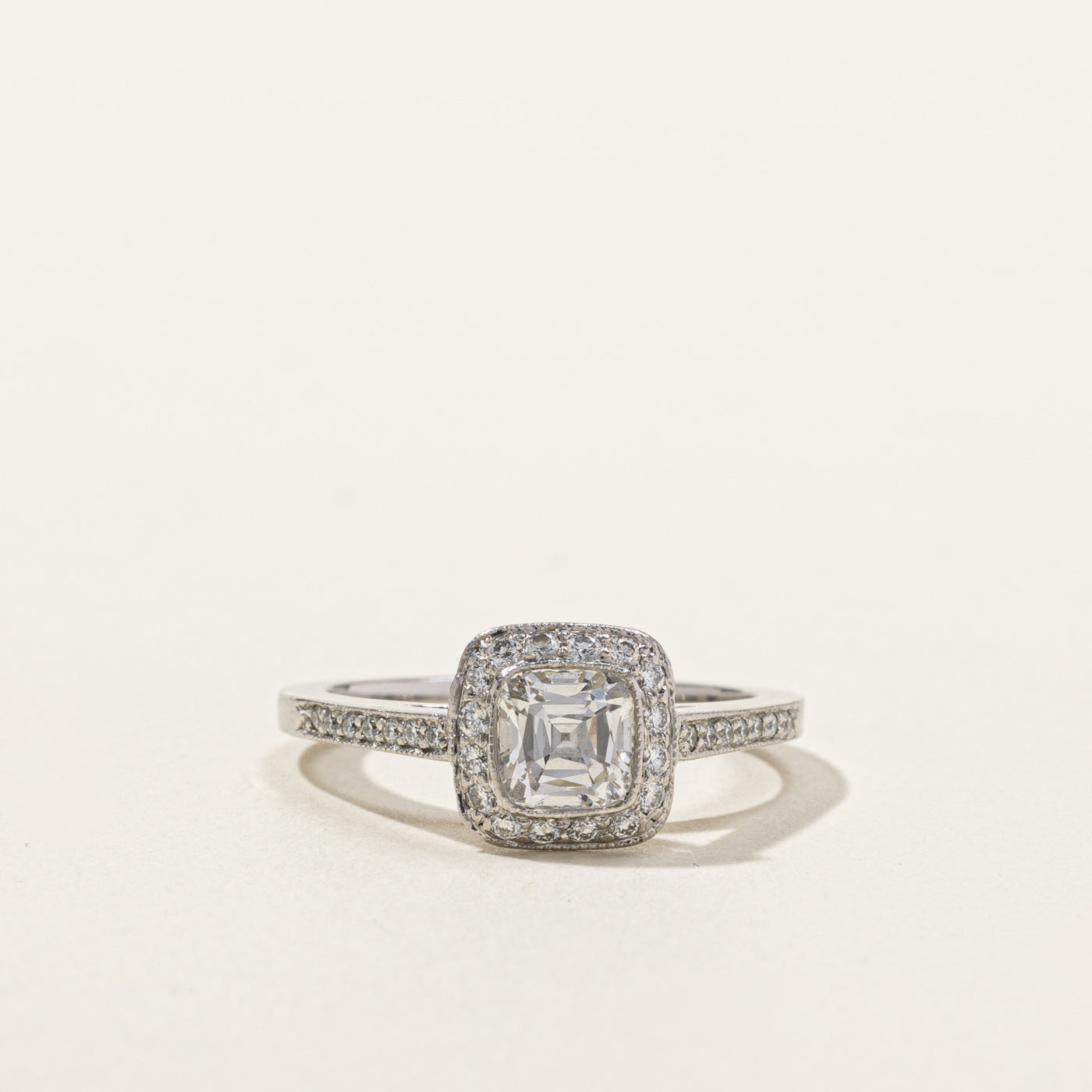 'Tiffany & Co.' Diamond Halo Engagement Ring | 0.95ctw VVS2 F | SZ 5 |