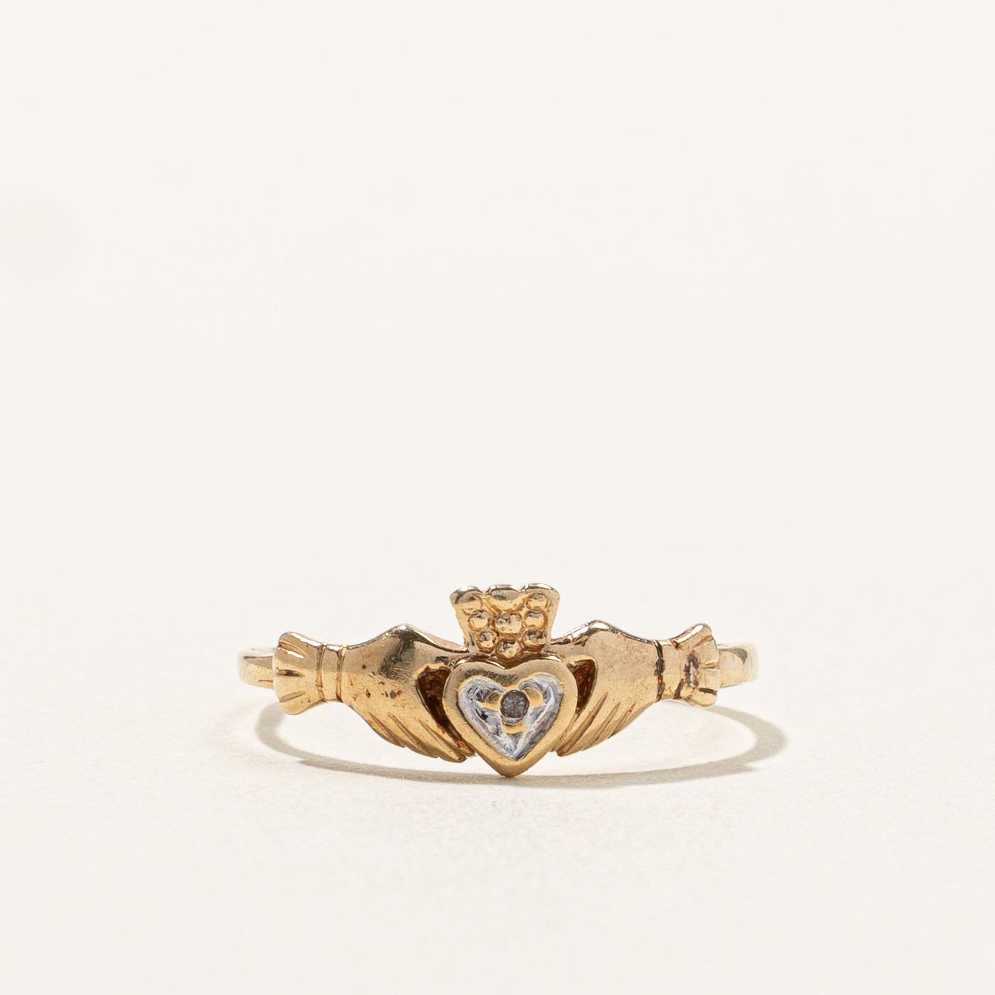 Bague Claddagh en diamant | 0,005 ct | Taille 5,25 |