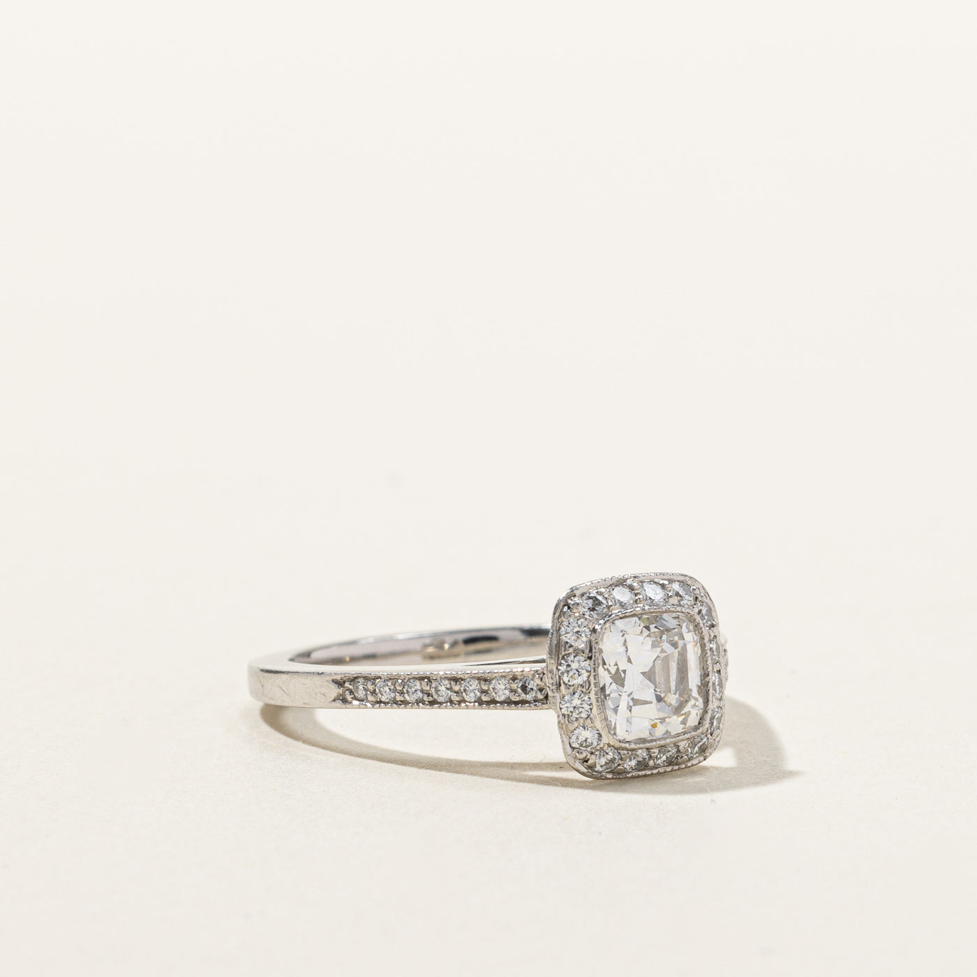 'Tiffany & Co.' Diamond Halo Engagement Ring | 0.95ctw VVS2 F | SZ 5 |