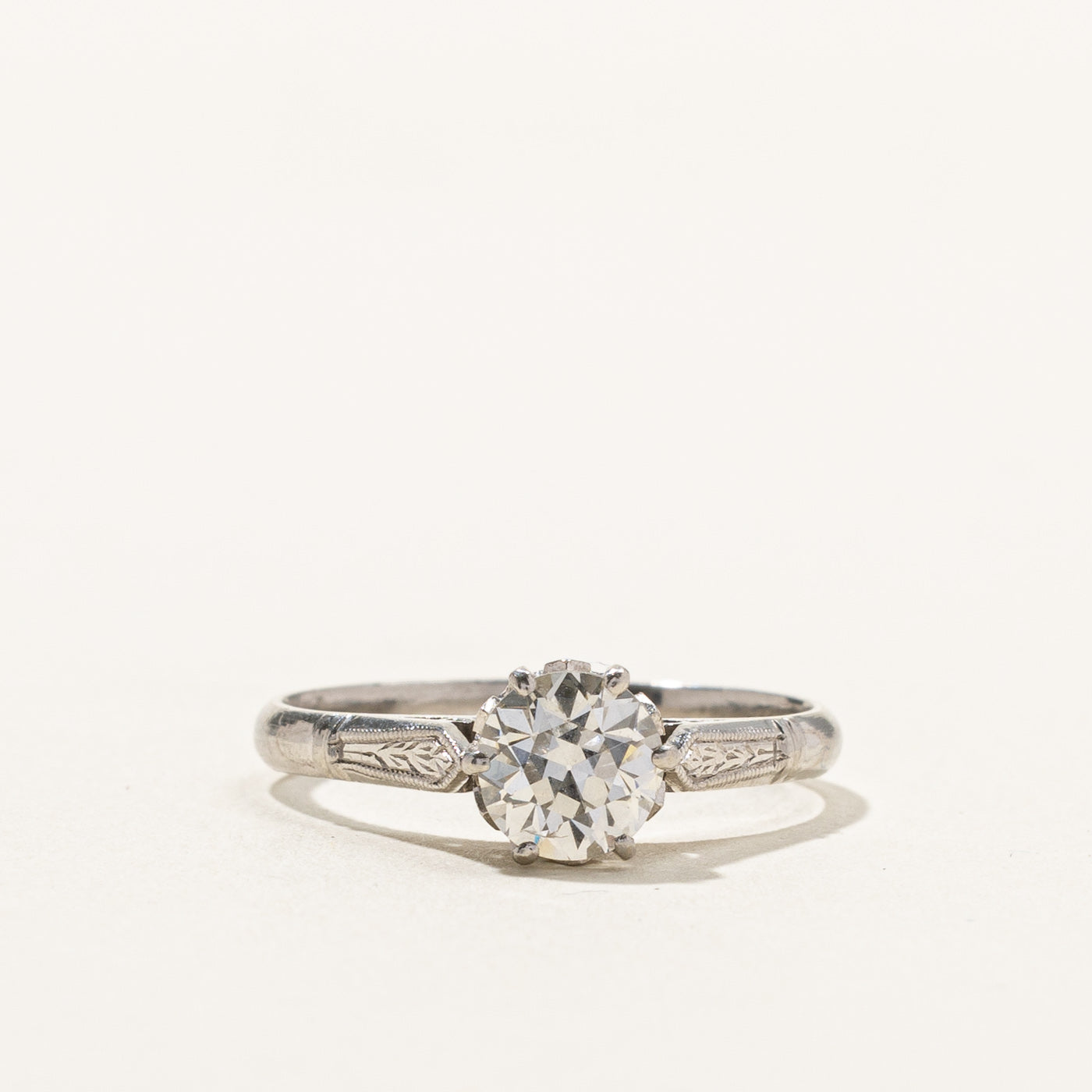 Antique Old European Cut Diamond Engagement Ring | 0.87ct SI2 L | SZ 6.5 |