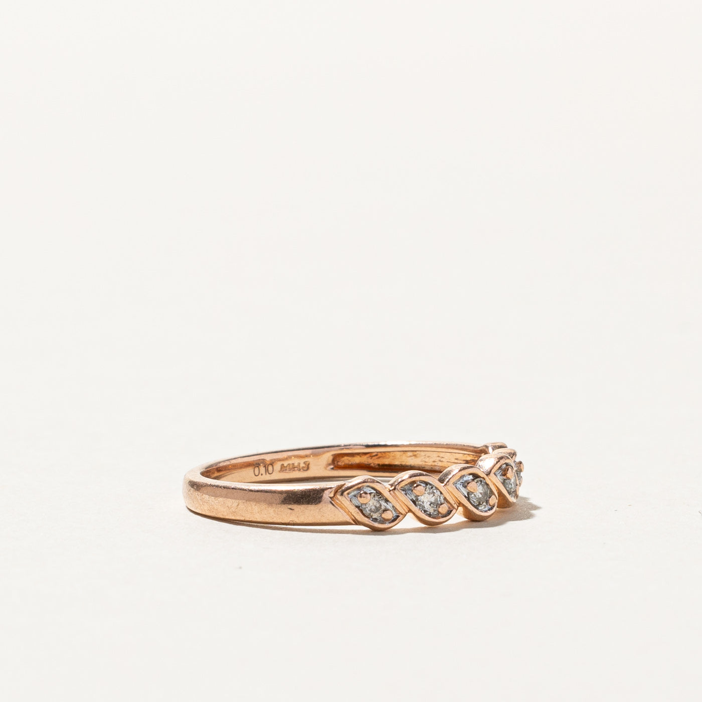 Diamond Braided Rose Gold Ring | 0.10ctw | SZ 7.25 |