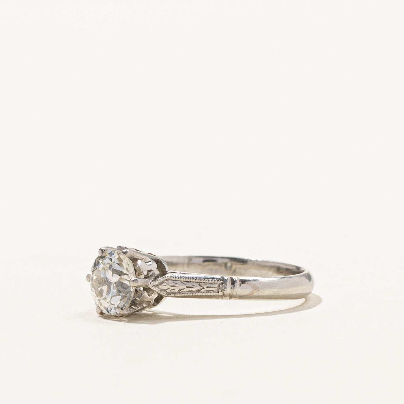 Antique Old European Cut Diamond Engagement Ring | 0.87ct SI2 L | SZ 6.5 |