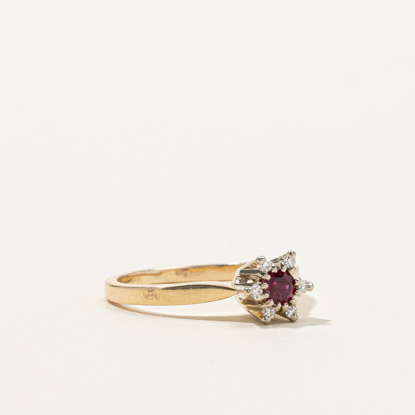 Floral Ruby & Diamond Ring | 0.15ct | 0.06ctw | SZ 5.25 |