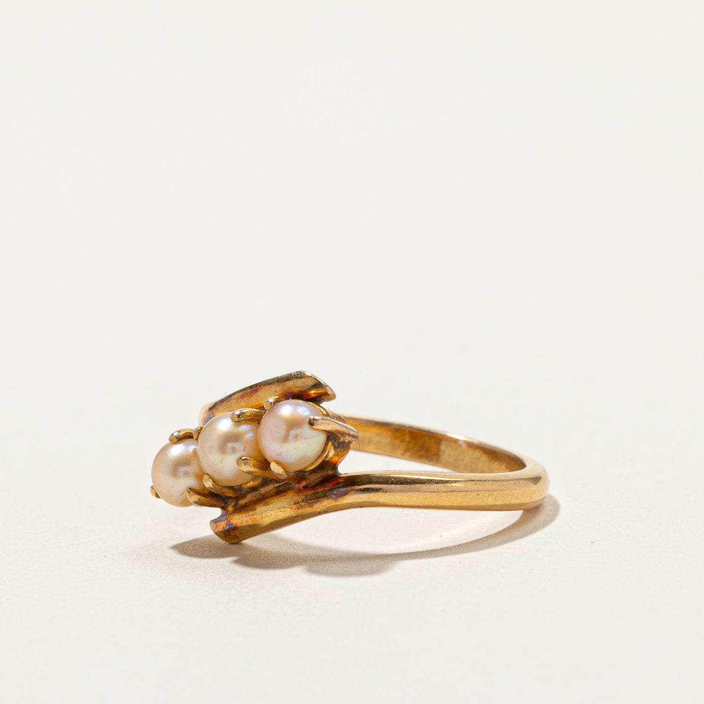 Three Stone Pearl Ring | SZ 7.5 |