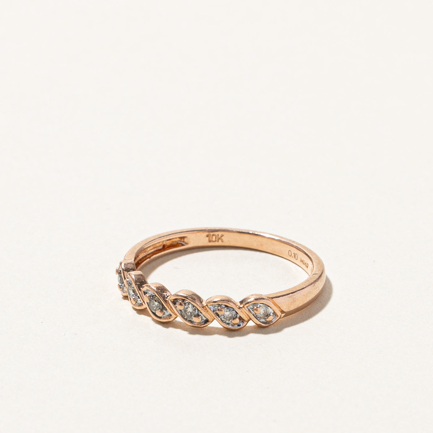 Diamond Braided Rose Gold Ring | 0.10ctw | SZ 7.25 |