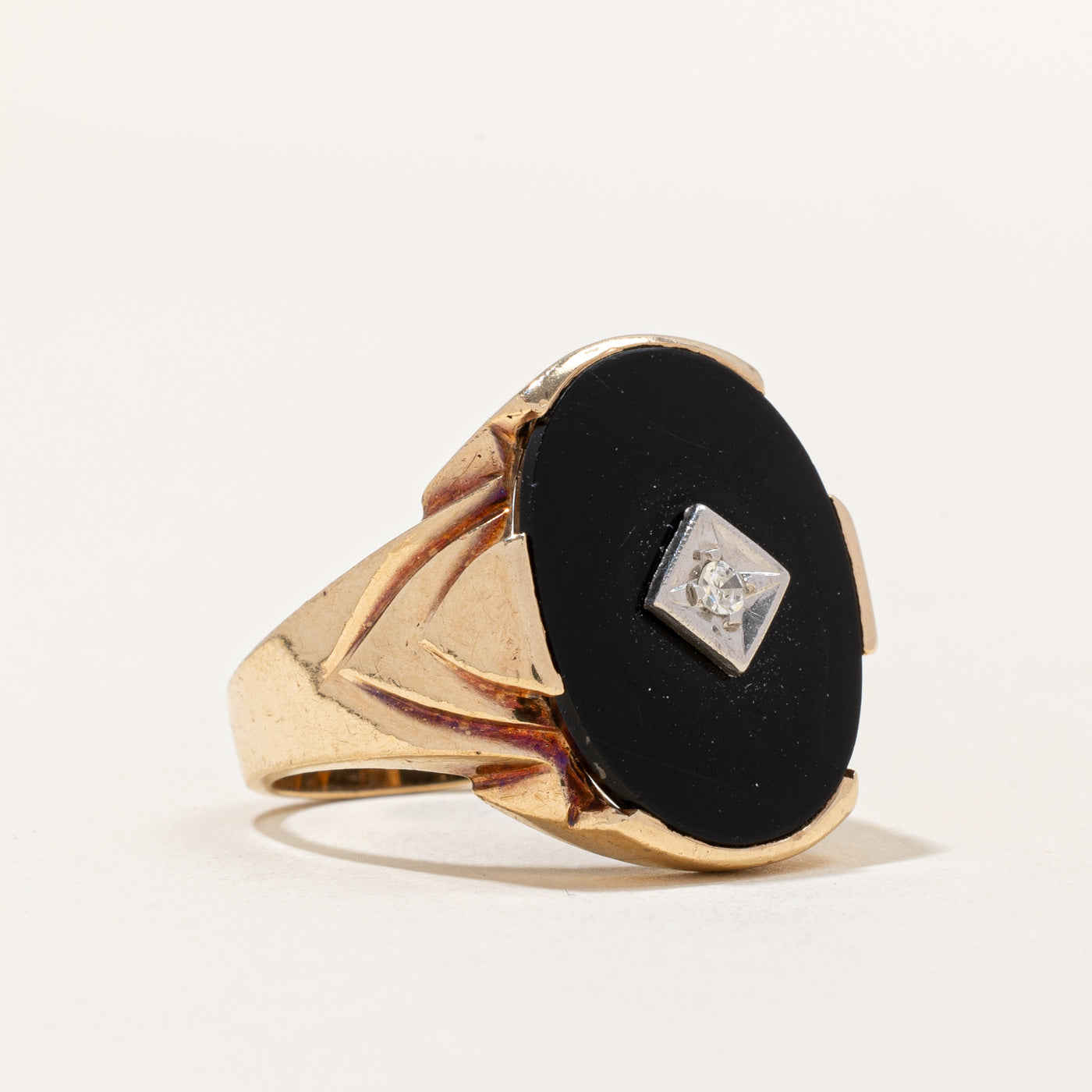 Black Onyx & Diamond Cocktail Ring | 7.00ct, 0.03ct | SZ 9.5 |