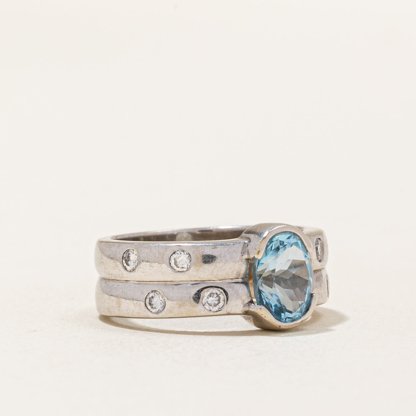 Blue Topaz & Diamond Ring | 0.90ct, 0.24ctw | SZ 5.5 |