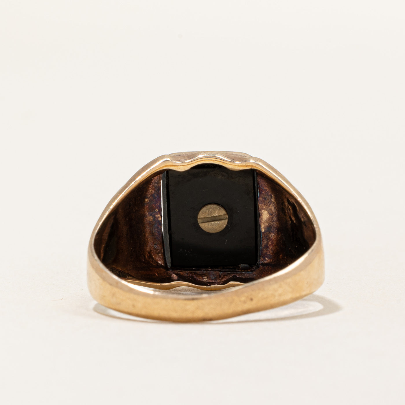 Bague initiale « H » en onyx noir | 3,50 ct | Taille 10,25 |