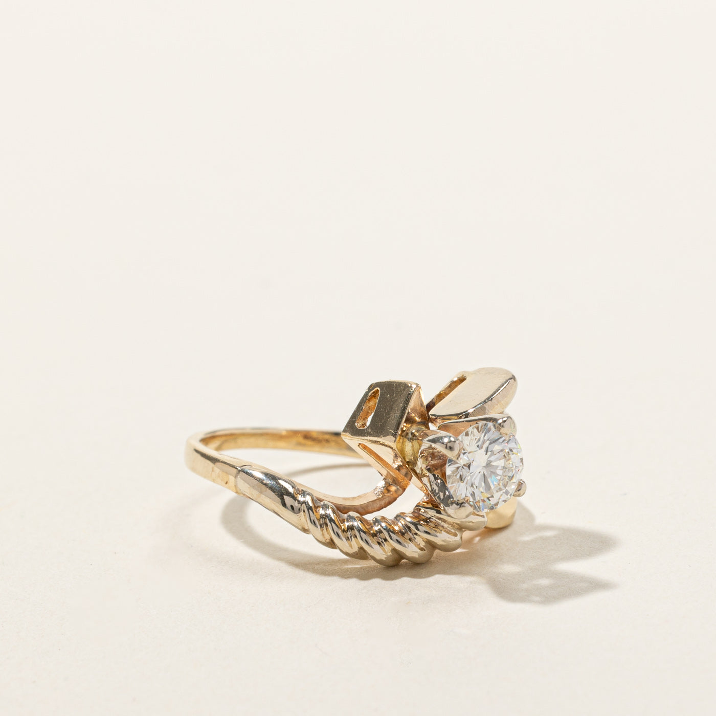 High Set Solitaire Abstract Diamond Ring | 0.53ct SI1 G/H | SZ 5.5 |