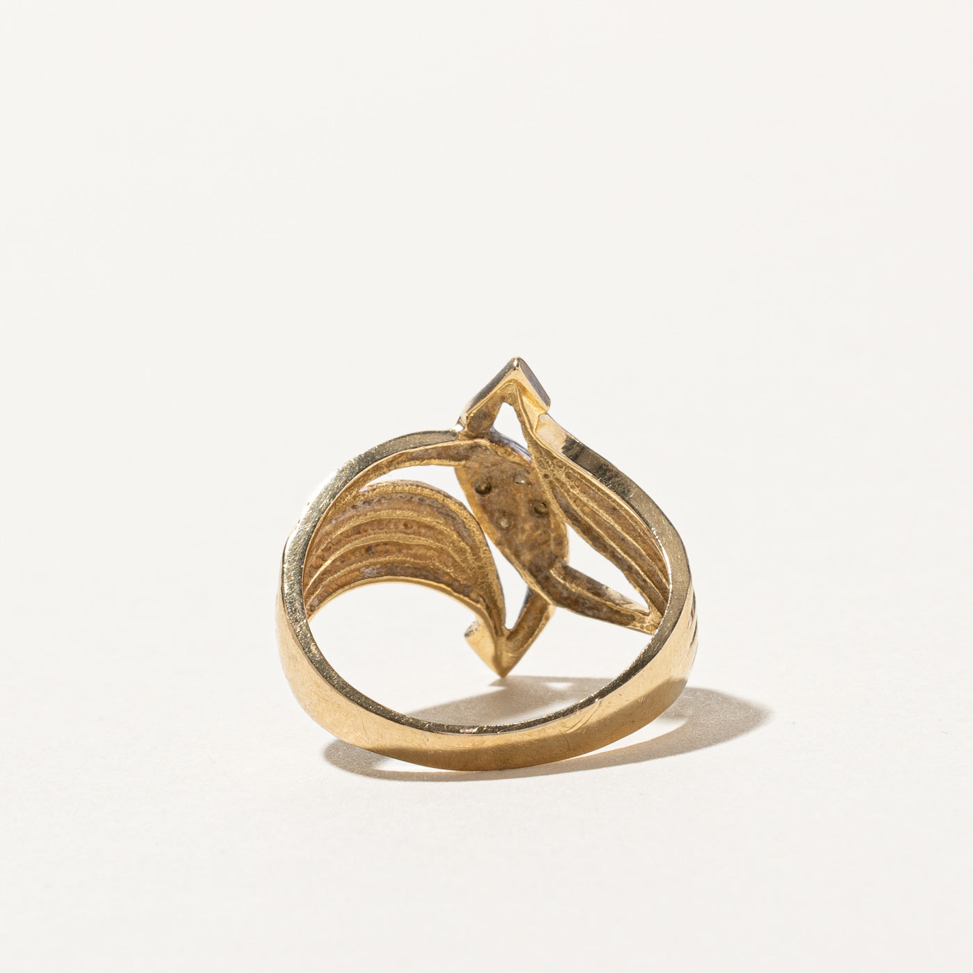Bypass Diamond Textured Gold Ring | 0.06ctw | SZ 7.75 |