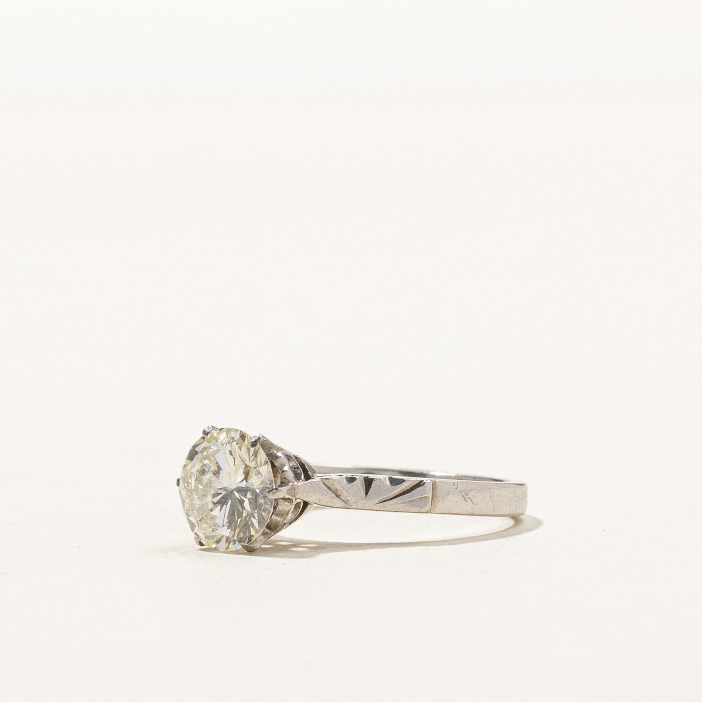 Bague de fiançailles ancienne en platine avec diamant taille européenne | 0,83 ct VS2 L/M | Taille 3 |